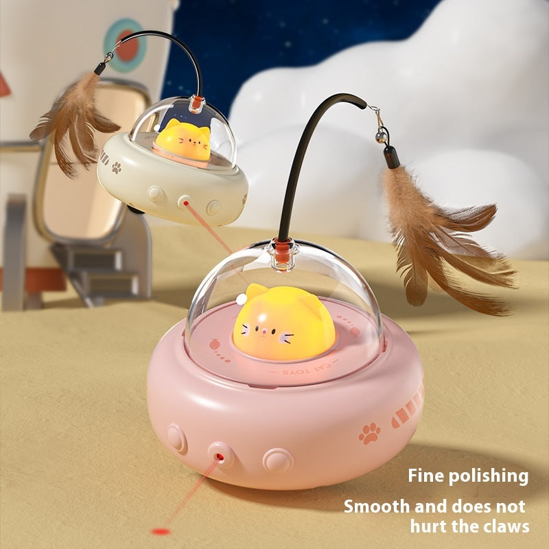 Smart UFO Cat Teaser Toy  Electric Interactive Feather & Bell for Active Cats