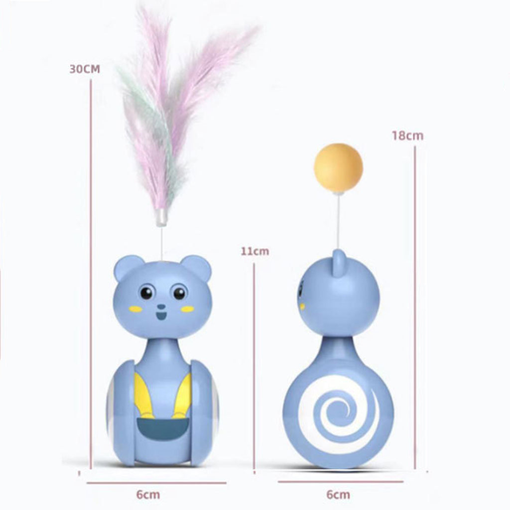 Interactive Feather Cat Toy – Rolling Teaser Ball & Wand for Hunting Play