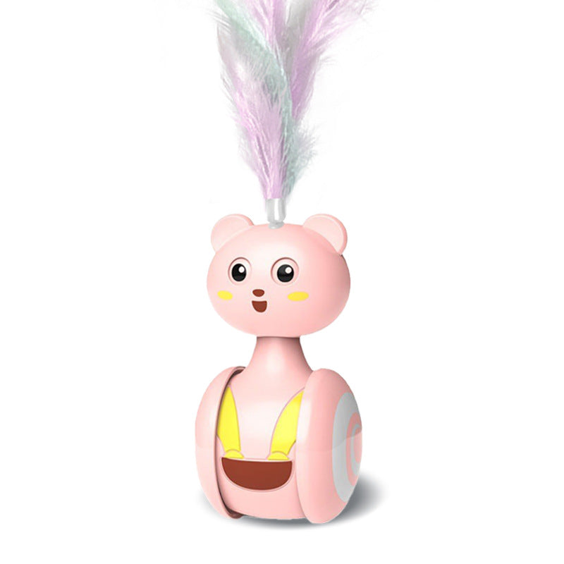 Interactive Feather Cat Toy – Rolling Teaser Ball & Wand for Hunting Play