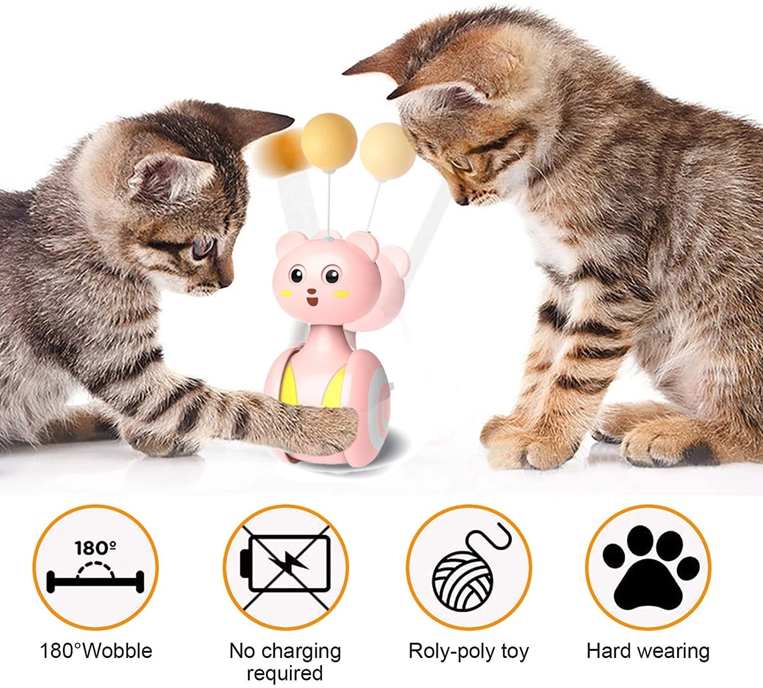 Interactive Feather Cat Toy – Rolling Teaser Ball & Wand for Hunting Play
