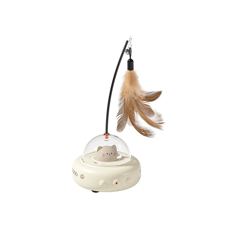 Smart UFO Cat Teaser Toy  Electric Interactive Feather & Bell for Active Cats