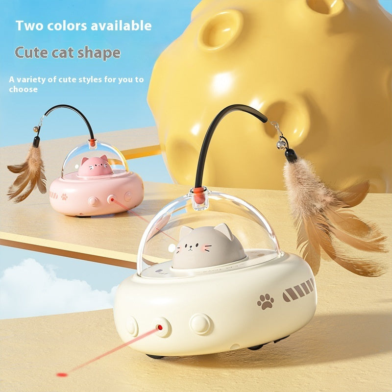 Smart UFO Cat Teaser Toy  Electric Interactive Feather & Bell for Active Cats
