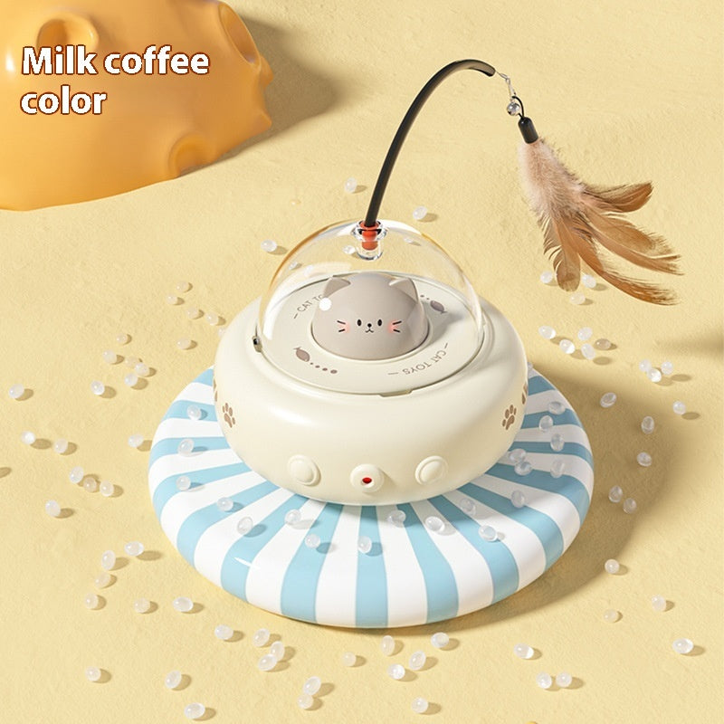 Smart UFO Cat Teaser Toy  Electric Interactive Feather & Bell for Active Cats
